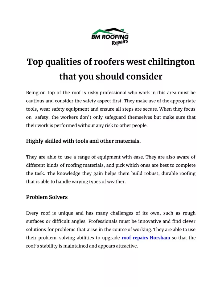 PPT - Top qualities of roofers west chiltington that you should consider PowerPoint Presentation - ID:13692437